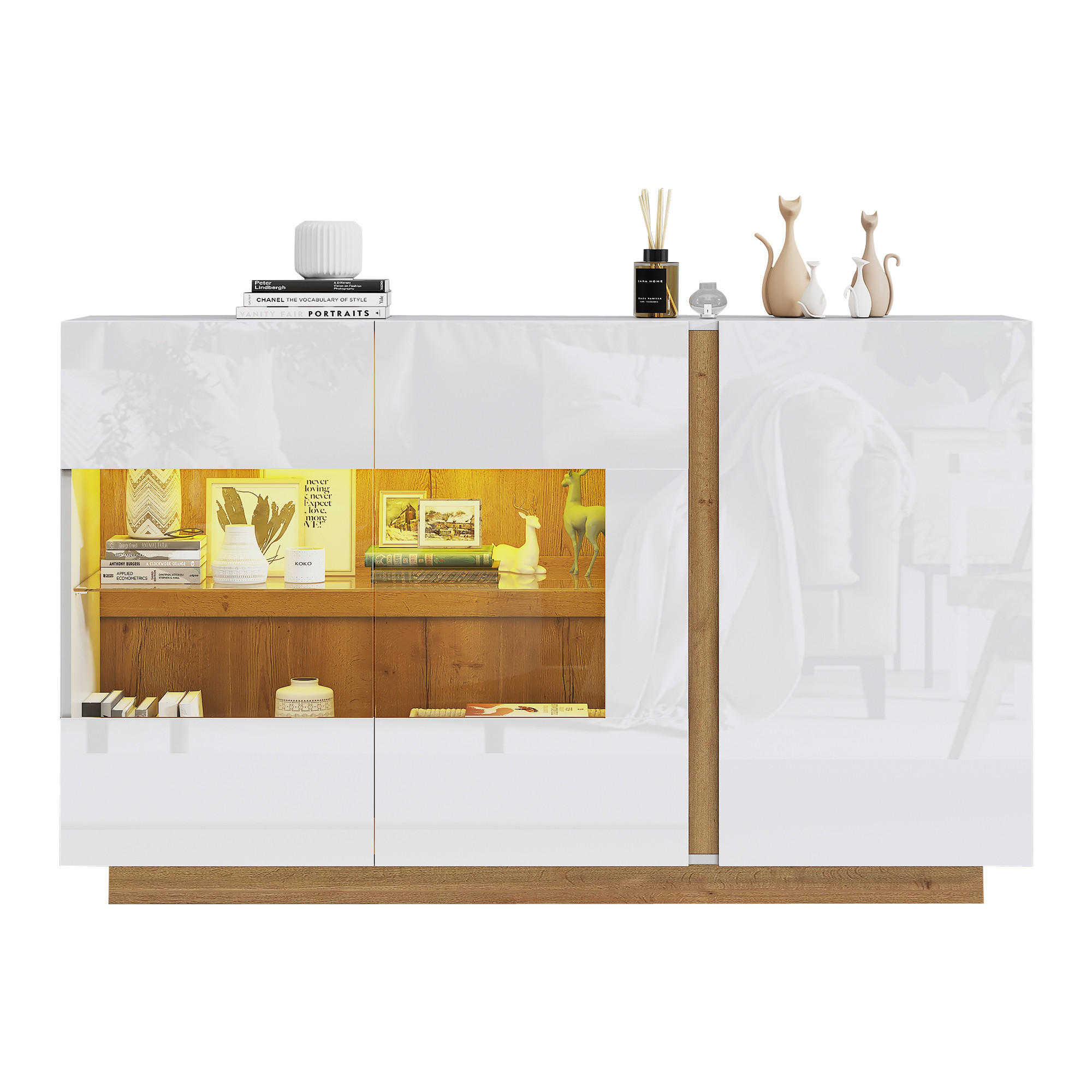 SIDEBOARD Weiß 138/38/90.5 cm - Weiß, Holzwerkstoff (138/90.5/38cm) - PANGIVO