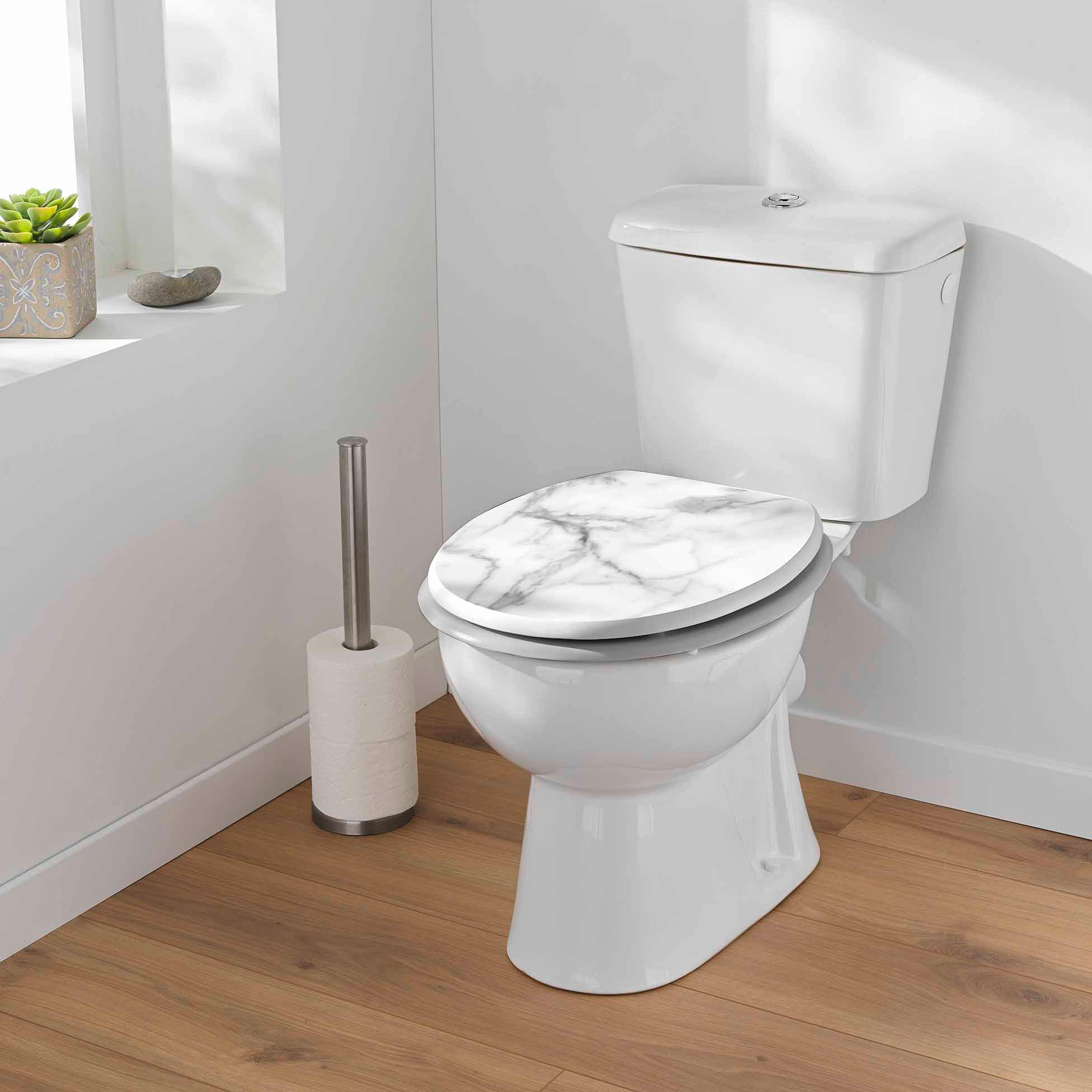 WC-SITZ MDF Marbre 37/47 cm - Grau, Holzwerkstoff (47/6/37.5cm) - Douceur d´intérieur