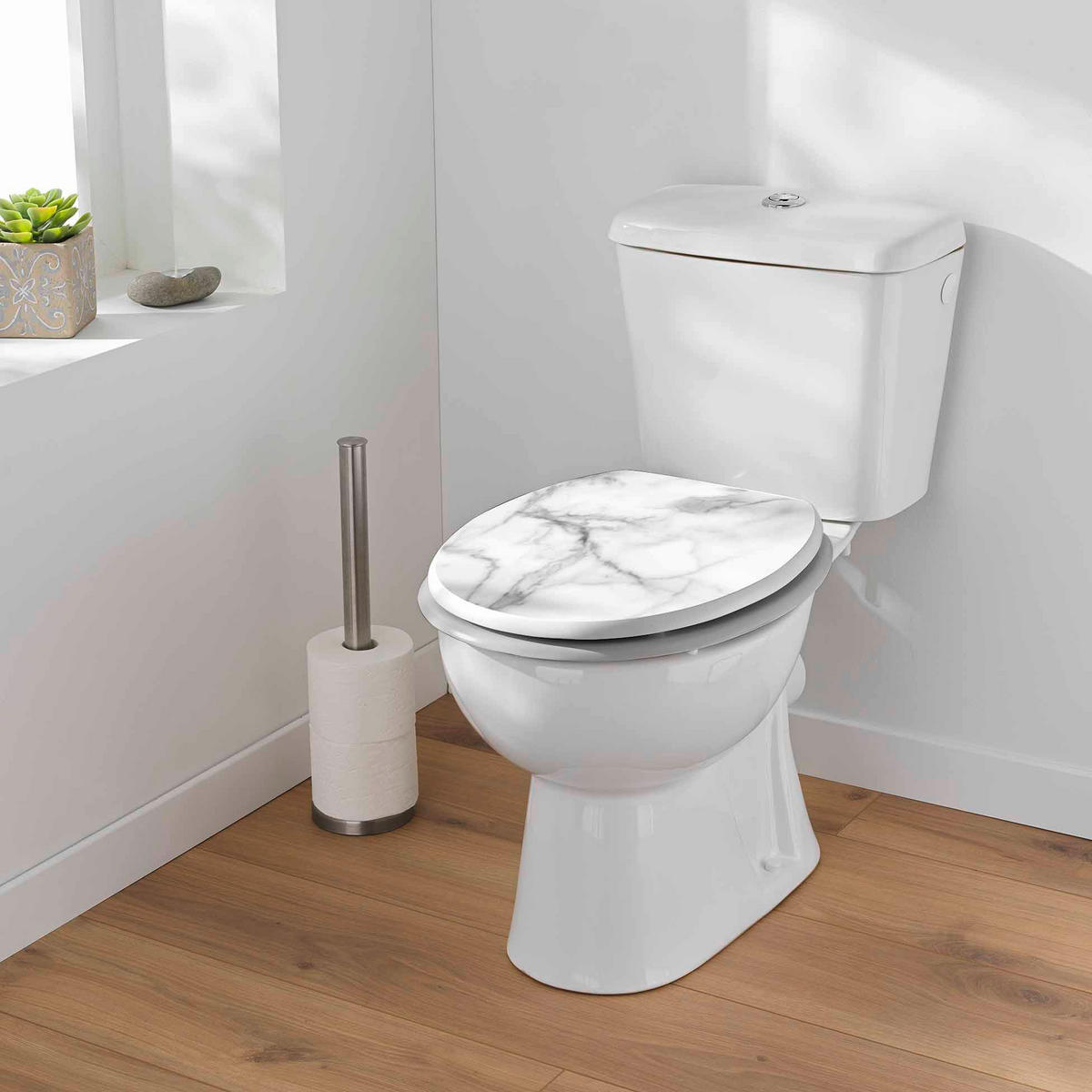 WC-SITZ MDF Marbre 37/47 cm - Grau, Holzwerkstoff (47/6/37.5cm) - Douceur d´intérieur