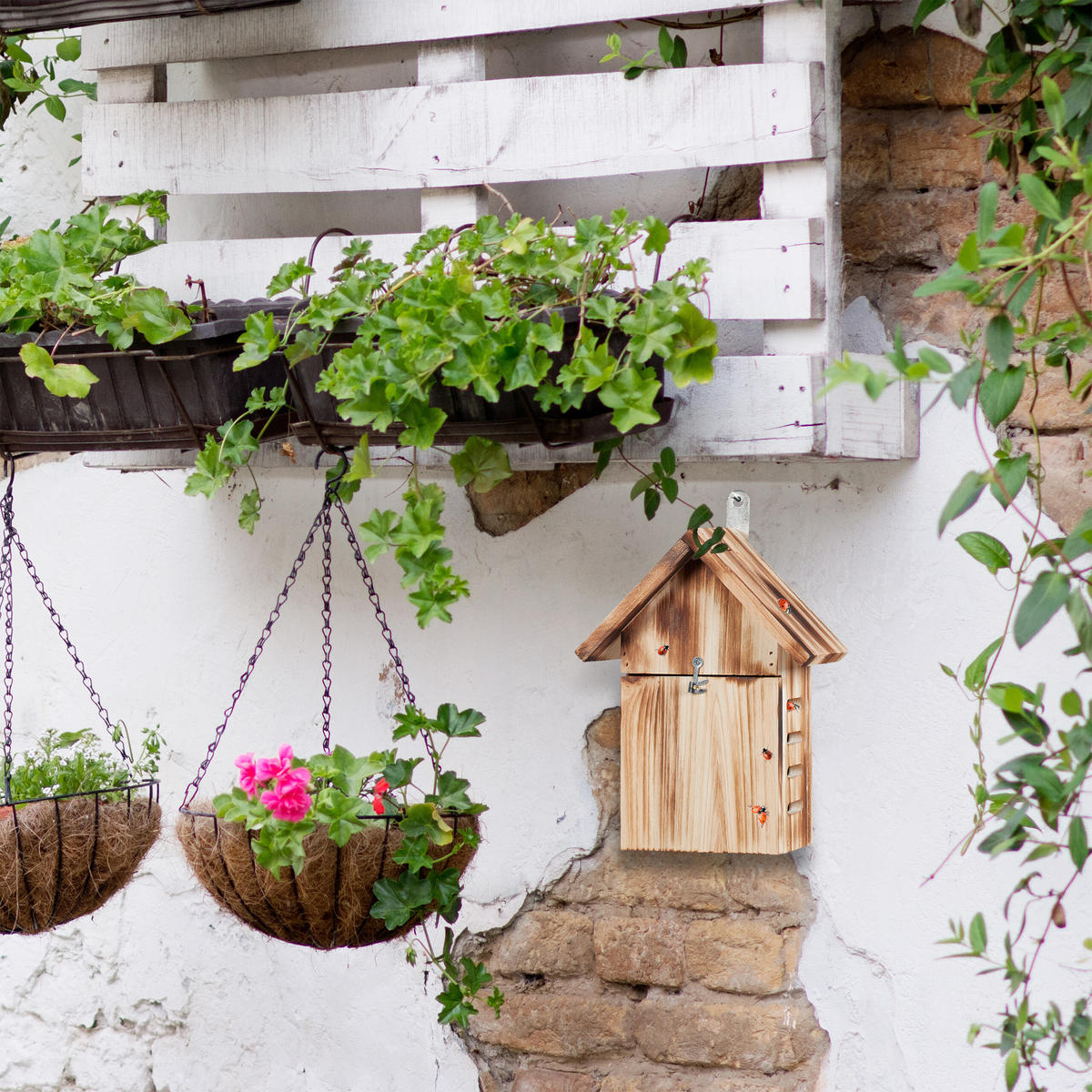 MARIENKÄFERHAUS - Hellbraun, Holz (18/23/10cm) - Relaxdays