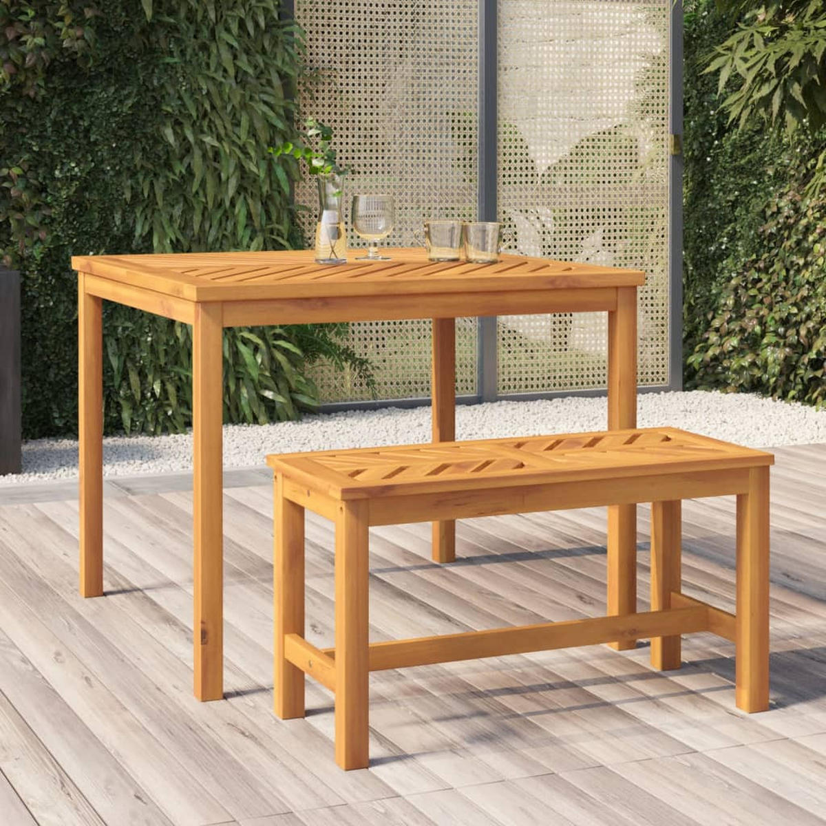 GARTENBANK 80 cm Massivholz Akazie - Braun, Holz (80/45/35cm) - furnicato