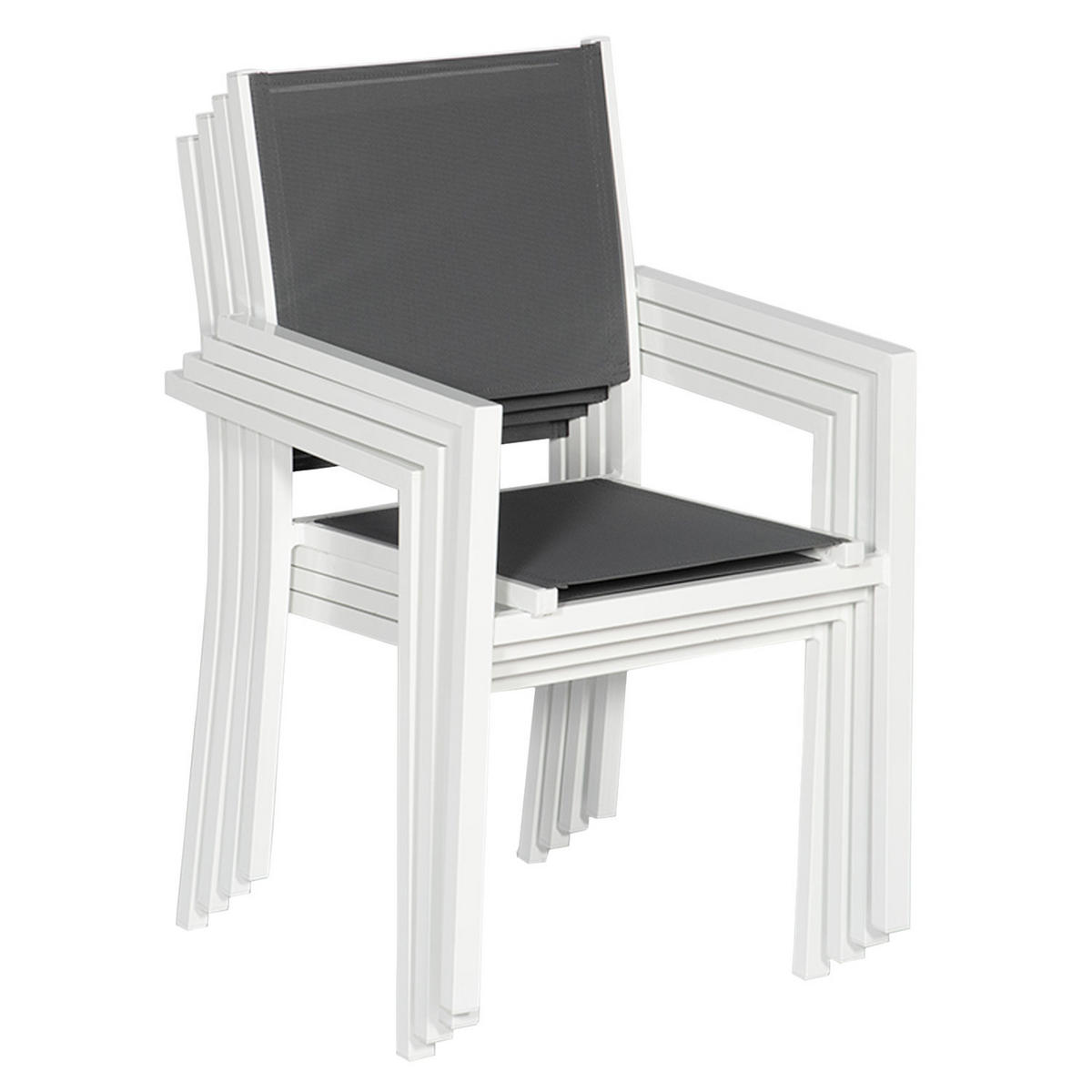 STÜHLE Weiß und Grau 4er-Set - Weiß, Kunststoff (57/89.5/56.5cm) - Happy Garden