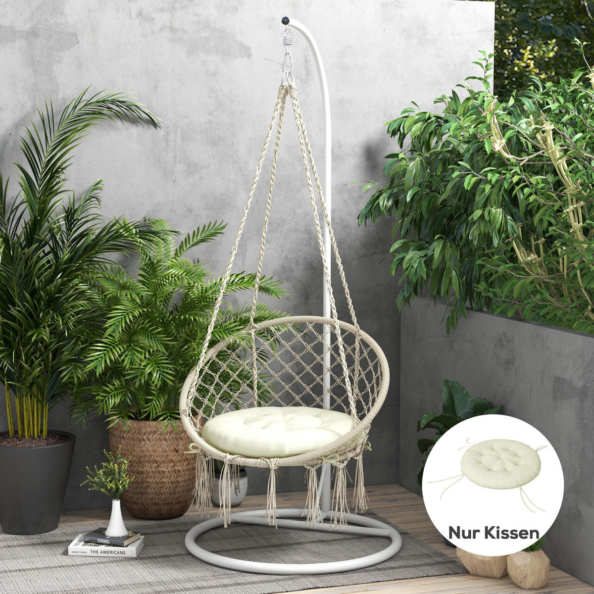 SITZKISSEN, Polyester, Beige - Beige, Kunststoff (80/10/80cm) - Outsunny