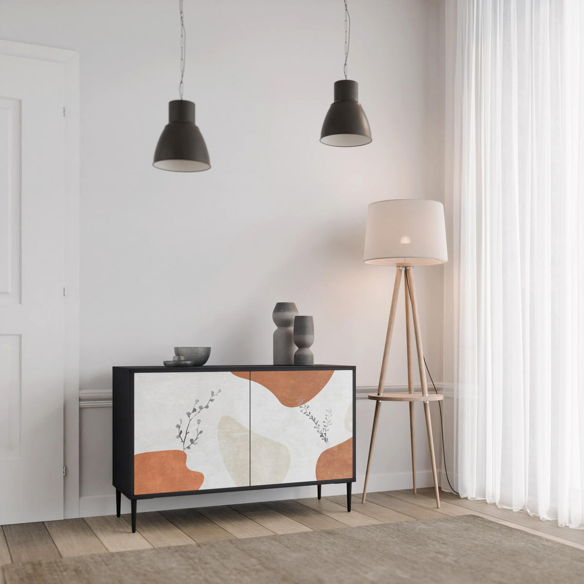 SIDEBOARD TRANQUIL TWIG, Eicheneffekt, 111x42x77,5 cm, 2 Türen - Eichefarben/Buchefarben, Holzwerkstoff/Buchenholz (111/77.5/42cm) - SpaceRebels