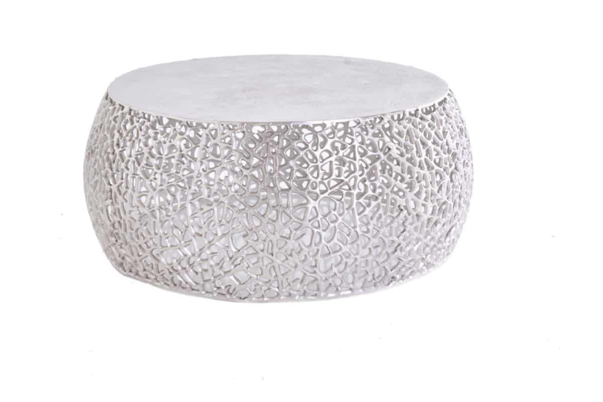COUCHTISCH ABSTRACT LEAF rund Silber 73cm - Silberfarben, Metall (73/73/31cm) - riess-ambiente