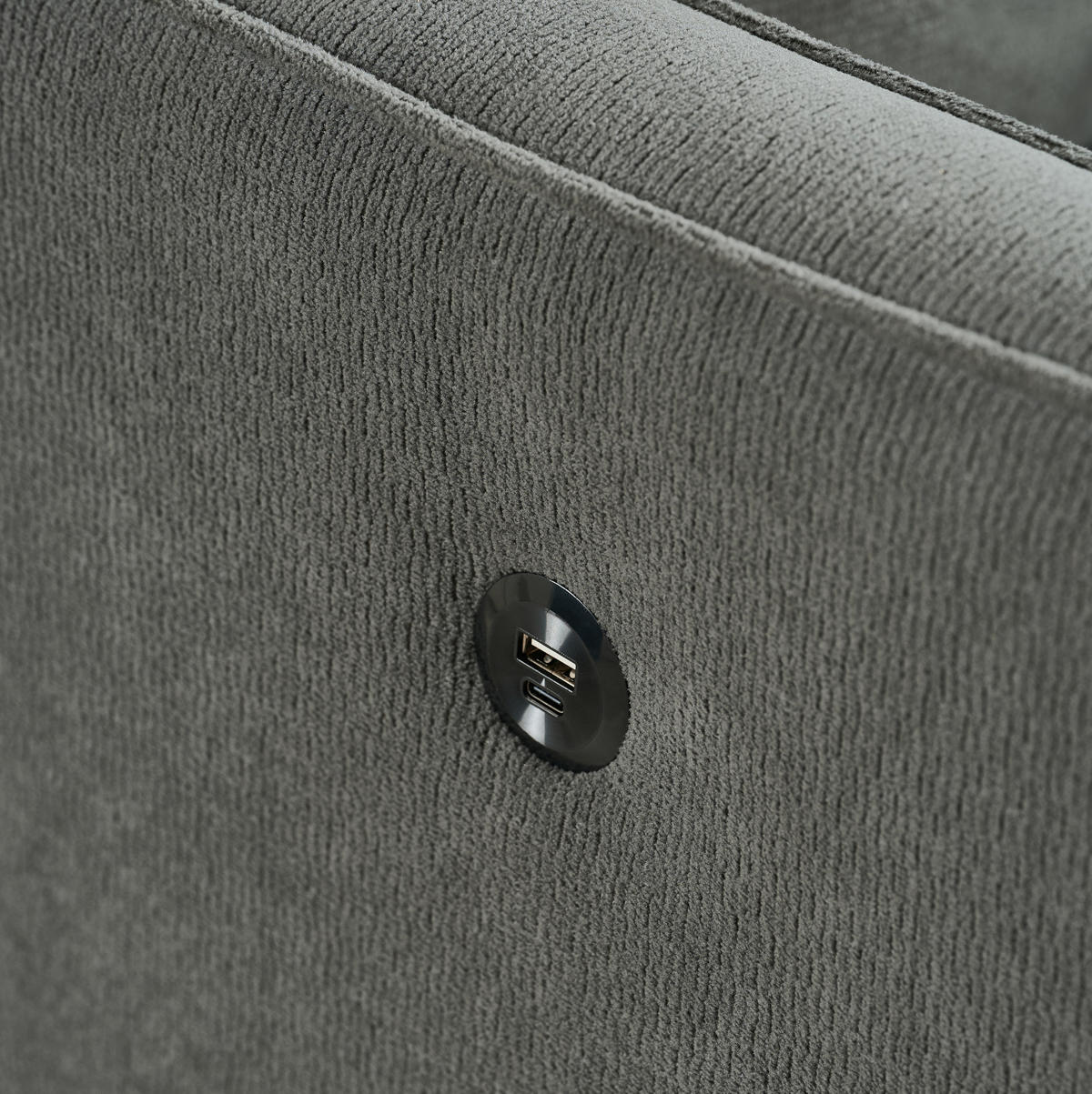 SOFA 2-Sitzer mit USB-Anschluss Stoff Dark Gray - Dunkelgrau, Holzwerkstoff (135/85/72cm) - Meubliv