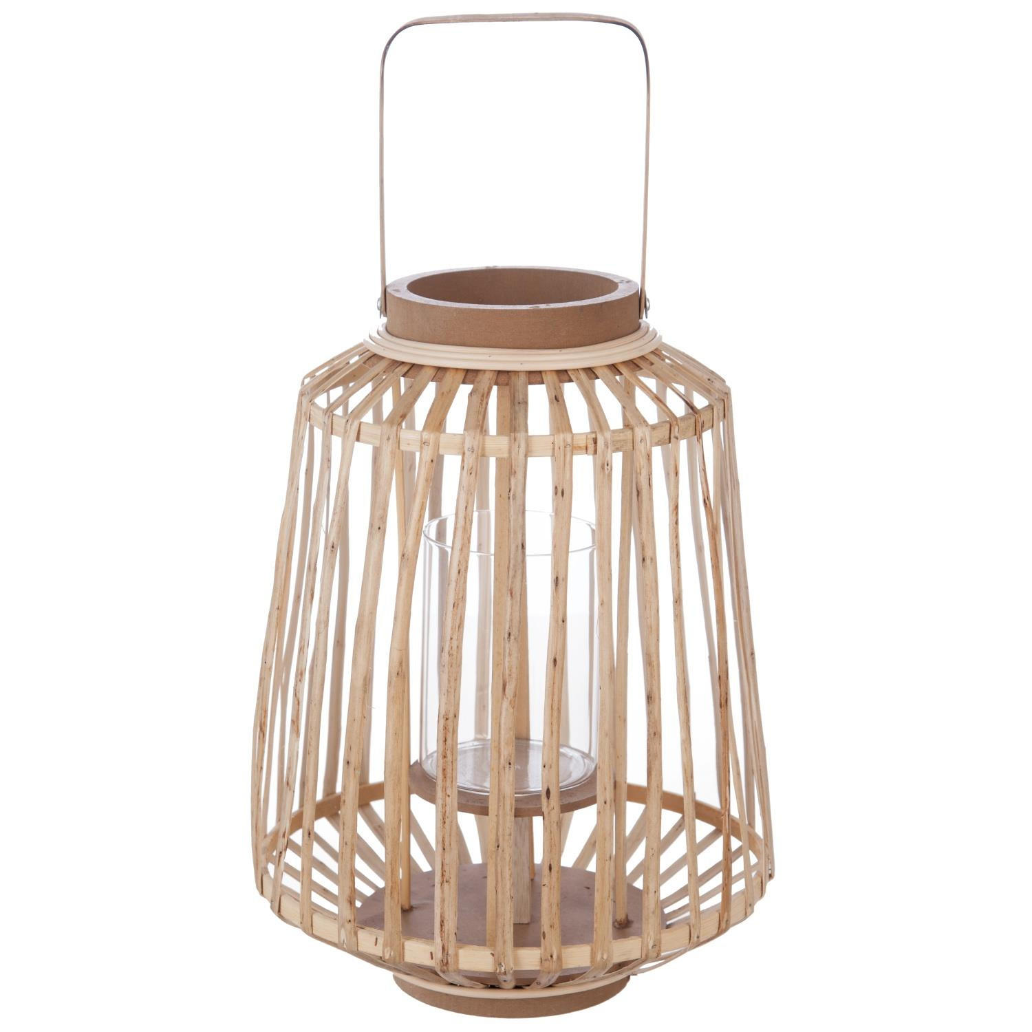 RATTAN-LATERNE H Natural 25/25/35 cm - Braun, Holz (25/35/25cm) - Atmosphera Createur d´interieur