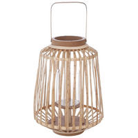 RATTAN-LATERNE H Natural 25/25/35 cm - Braun, Holz (25/35/25cm) - Atmosphera Createur d´interieur