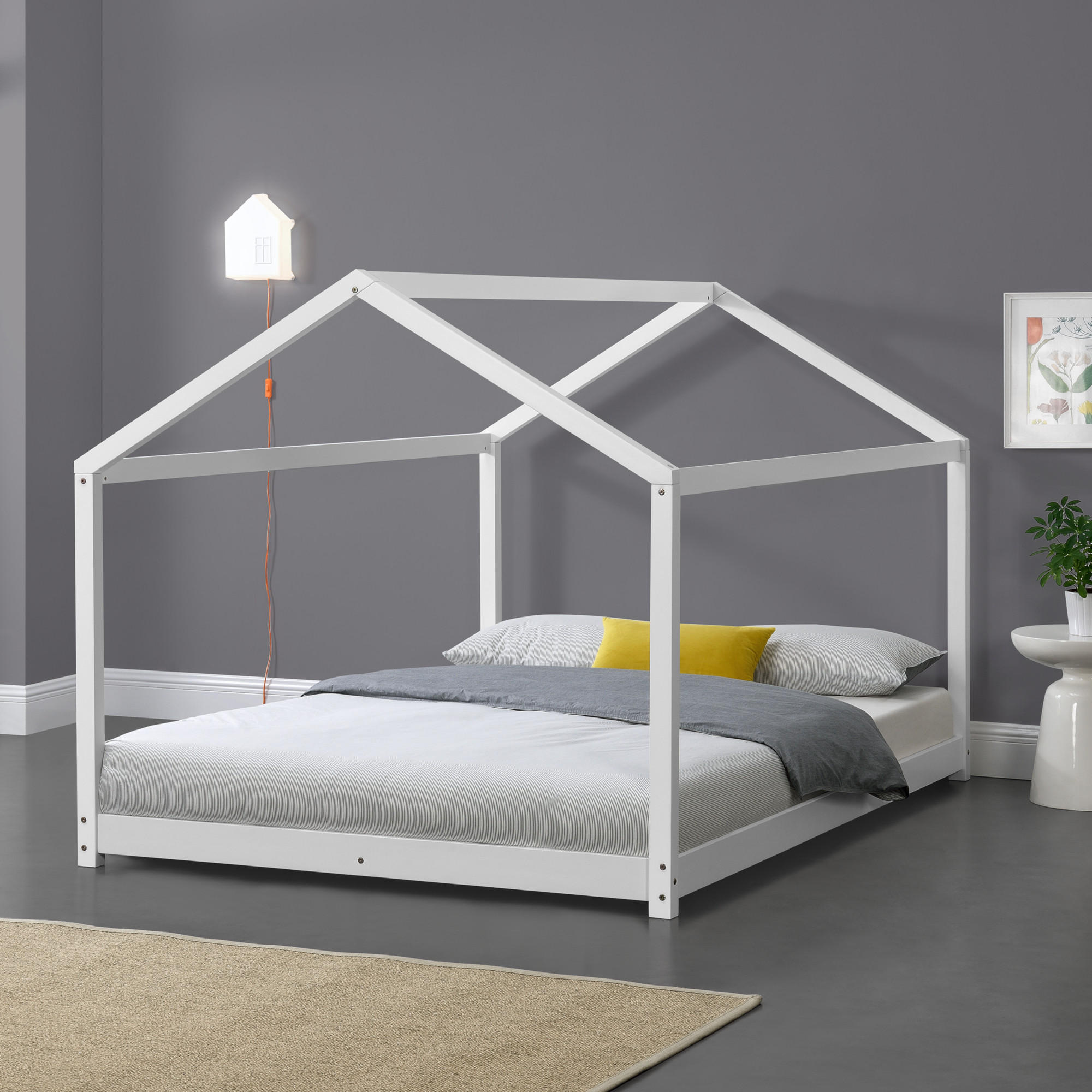 HAUSBETT Cerro - Weiß, Holz (140/200cm) - [en.casa]