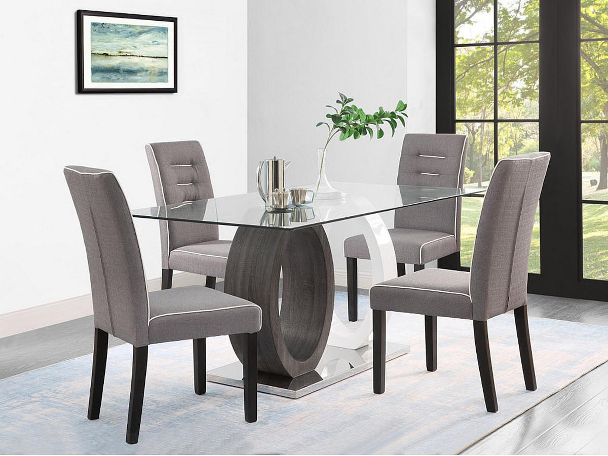 STUHL 6er-Set - Stoff & Kautschukholz - Grau - GABELLE - Grau, Textil (59.5/100/47cm) - Vente-Unique