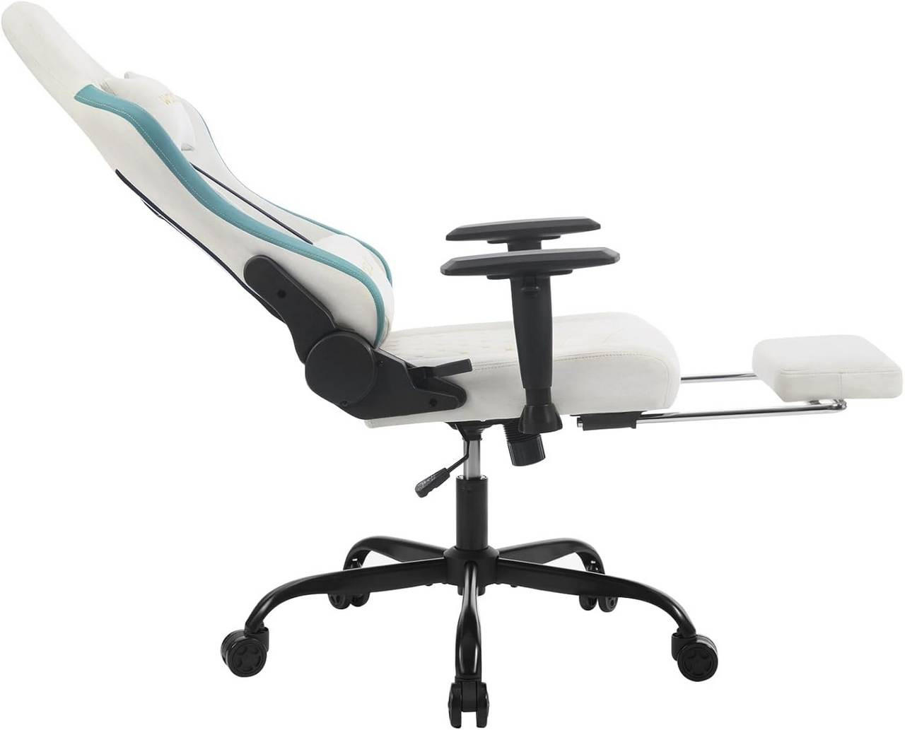GAMINGSTUHL mit Massagefunktion, Tech-Stoff, Blau+Weiß - Blau/Schwarz, Kunststoff/Textil (70/121.5/57.5cm) - Woltu