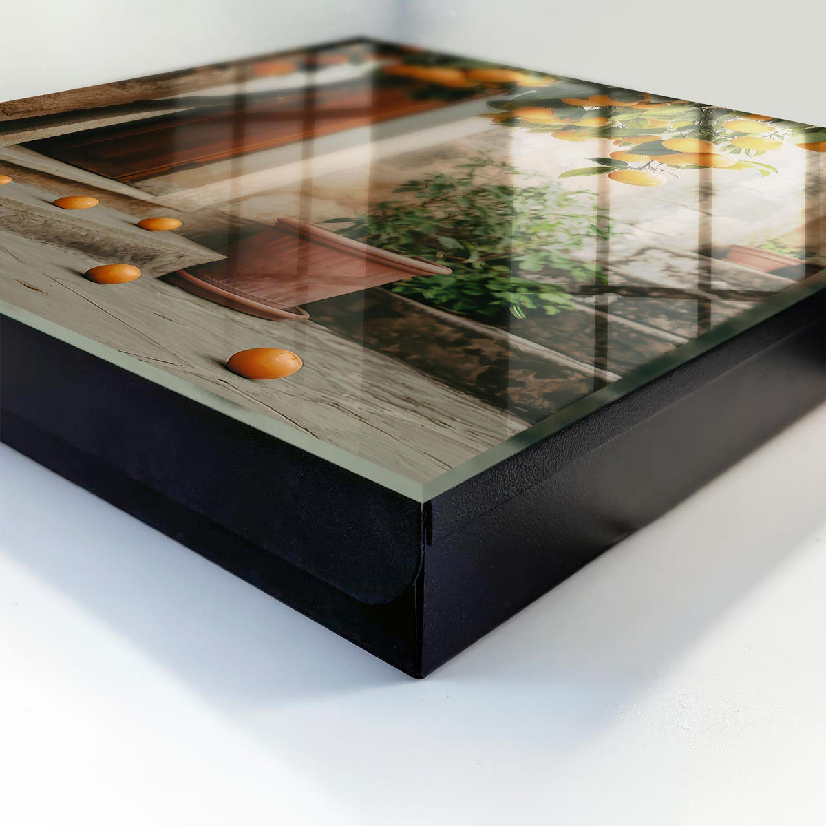SCHLÜSSELBOX Schwarz 30x30 cm- Türöffnung nach rechts - Gemütliche Terrasse - Orange, Metall (30/30/5cm) - TULUP