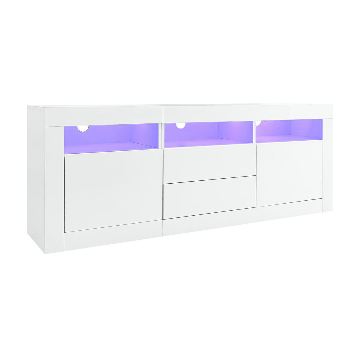 LOWBOARD 160/35/60 cm Weiß aus Spanplatte mit LED-Beleuchtung - Weiß, Holzwerkstoff (35/60/160cm) - OKMYHOME