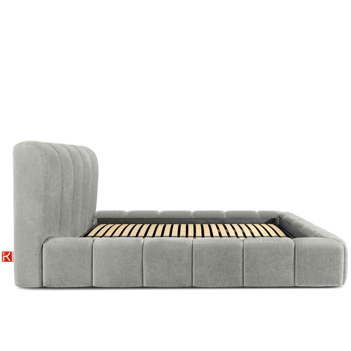 POLSTERBETT MERIDE Chenille, Hellgrau - Hellgrau/Schwarz, Holz/Textil (200/200cm) - KONSIMO®