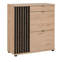 SCHUHSCHRANK Eiche Jackson, schwarz 90 cm, Schuhkommode mit Kippern - Eichefarben/Schwarz, Holzwerkstoff/Kunststoff (90/94/35cm) - Furn.Design