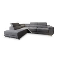 ECKSOFA APIRO L-S Graphitfarben Kordstoff mit Schlaffunktion - Graphitfarben, Holz (276/202cm) - MASSENO