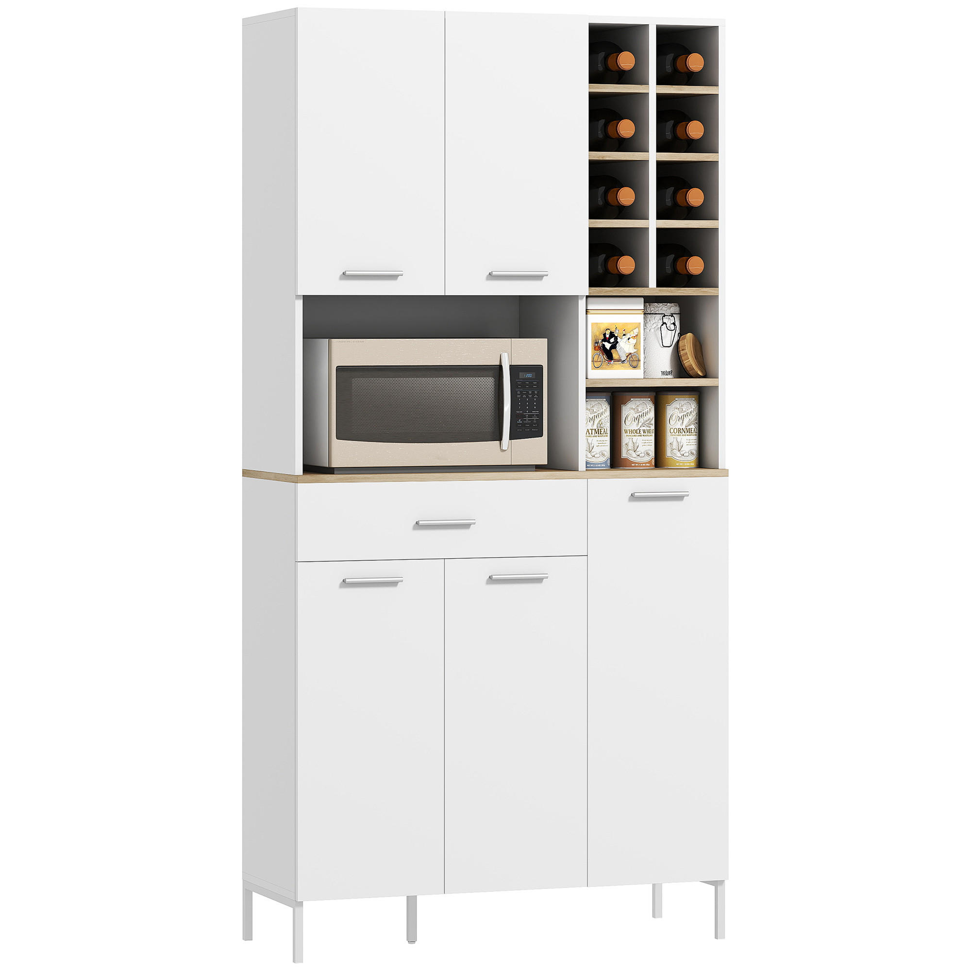 KÜCHENSCHRANK Weiß/Eichenoptik, 90/35/183 cm - Weiß, Holzwerkstoff (90/183/35cm) - PANGIVO