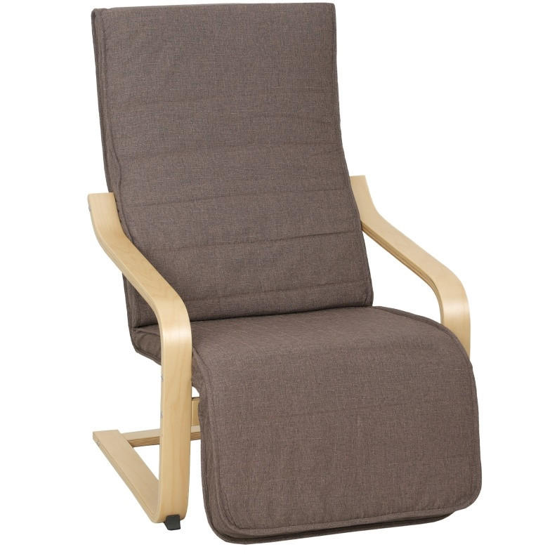 RELAXSESSEL in Braun 94x66,5x100 cm mit 5-fach verstellbarer Beinstütze und Birkenholzrahmen - Braun, Textil (66.5/100/94cm) - IVMEU