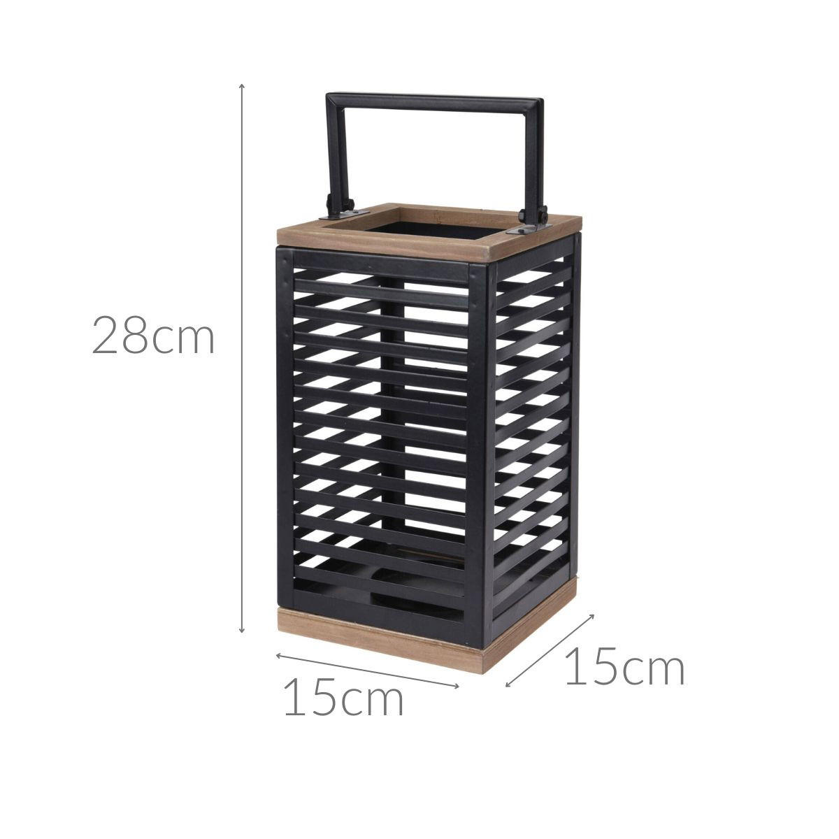 GARTENLATERNE Loft 15/15/28 cm - Schwarz, Metall (15/28/15cm)