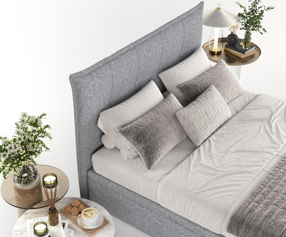 POLSTERBETT Liano mit Stauraum 160/200 cm Grau im Alta Stoff - Schwarz/Grau, Holz/Holzwerkstoff (160/200cm) - AltaBeds