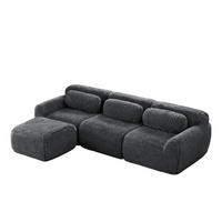 ECKSOFA aus Plüsch mit modularem Design, grau - Grau, Textil (179/291cm) - Luhomfu
