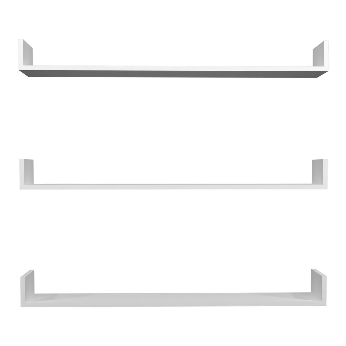 WANDREGAL-SET 3 TLG. Höganäs - Weiß, Holzwerkstoff (120/12/15cm) - [en.casa]