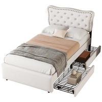 POLSTERBETT 90x200 cm Schubladen hellbeige - Beige, Holzwerkstoff (90/200cm) - Fortuna Lai