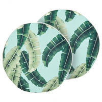 GARTENKISSEN 2er-Set Blattmotiv grün 40 cm Boissano - Hellgrün, Textil (40/40cm) - Beliani