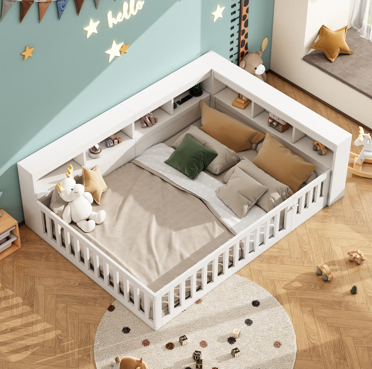 KINDERBETT Tagesbett 140/190 cm aus Spanplatte und MDF mit USB, Steckdose und Stauraum Weiß - Weiß, Holzwerkstoff (140/190cm) - Modenvie