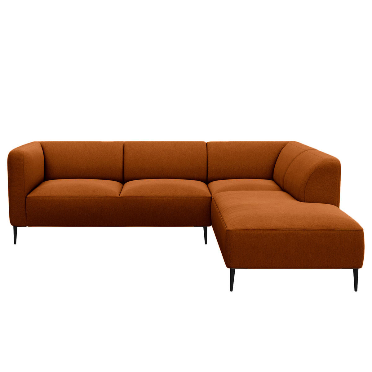2,5-SITZER ECKSOFA mit Ottomane - Rostfarben/Schwarz, Textil/Metall (252/205cm) - home24