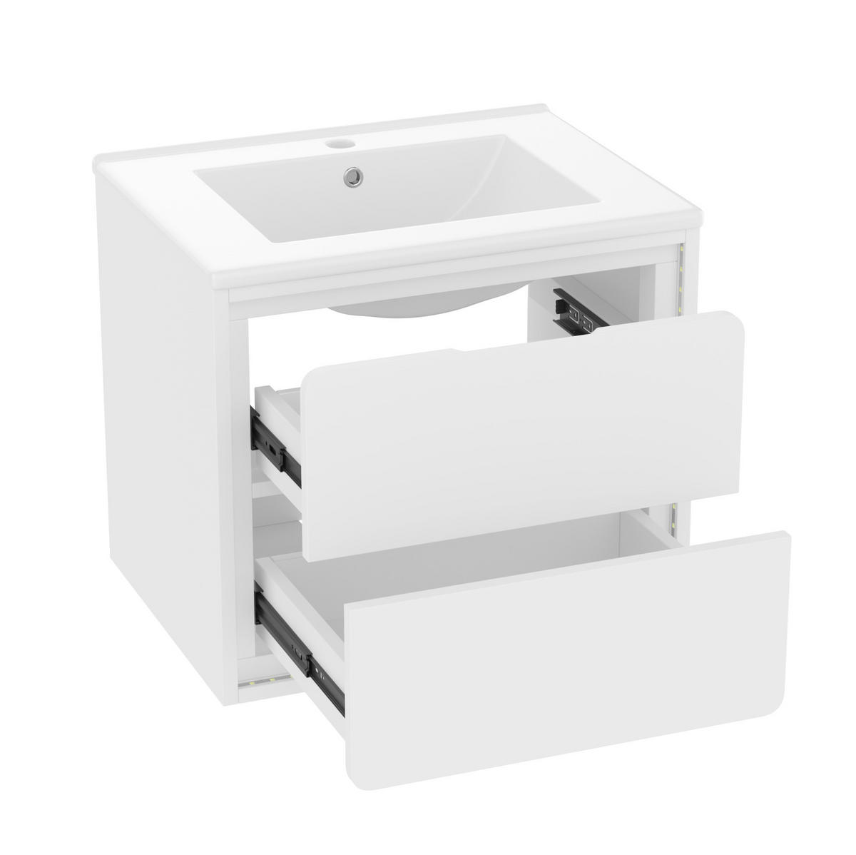 BADEZIMMERSCHRANK wandhängend 60 x 46 x 50 cm MDF Keramik Weiß - Weiß, Holzwerkstoff (46/50/60cm) - Beauniv