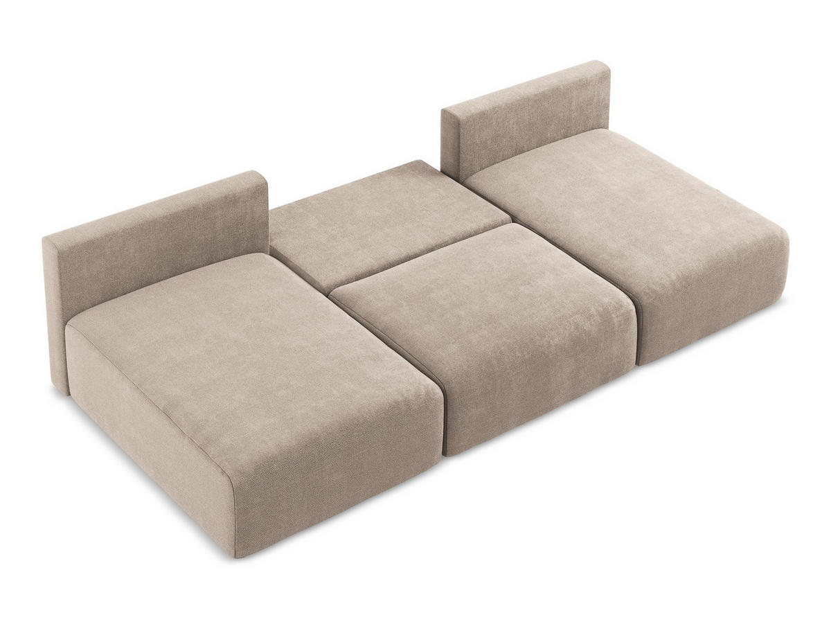 WOHNLANDSCHAFT Chenille Stoff Beige - Beige/Schwarz, Kunststoff/Textil (304/79/149cm) - Makamii