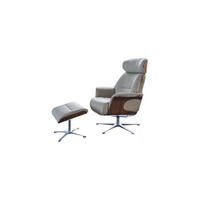 RELAXSESSELSET TOSAR Grau Leder - Silberfarben/Hellgrau, Leder/Metall (83/110/89cm) - KAWOLA