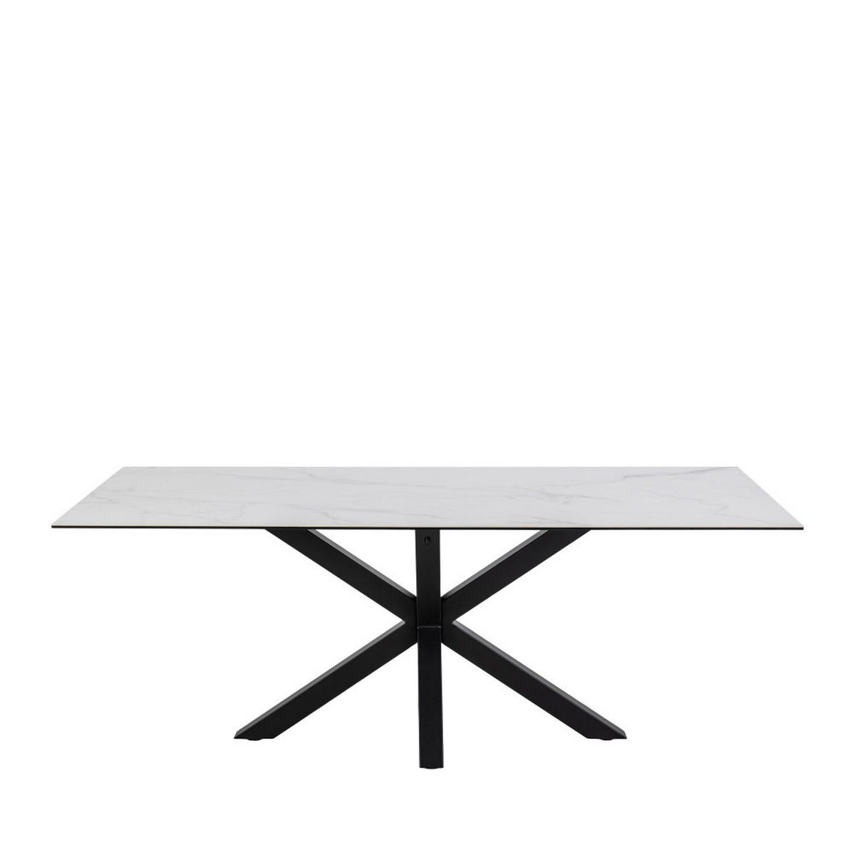 ESSTISCH - 8-Personen-Esstisch aus Keramik und Metall - Weiß - Weiß, Keramik (100/200/76cm) - Drawer