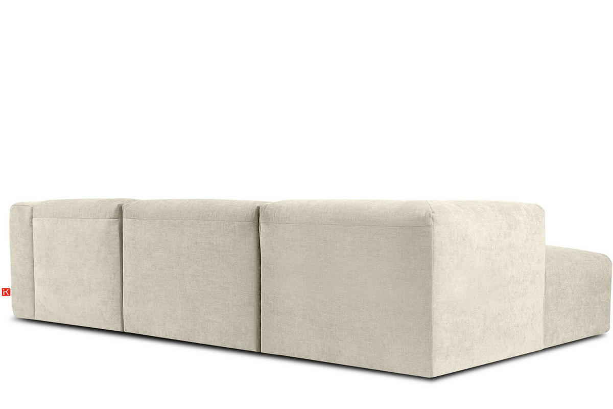 ECKMODULSOFA-LINKS BUFFO mit extrem weicher und bequemer Sitzfläche, Gewebestoff, ecru - Ecru, Textil (297/180cm) - KONSIMO®