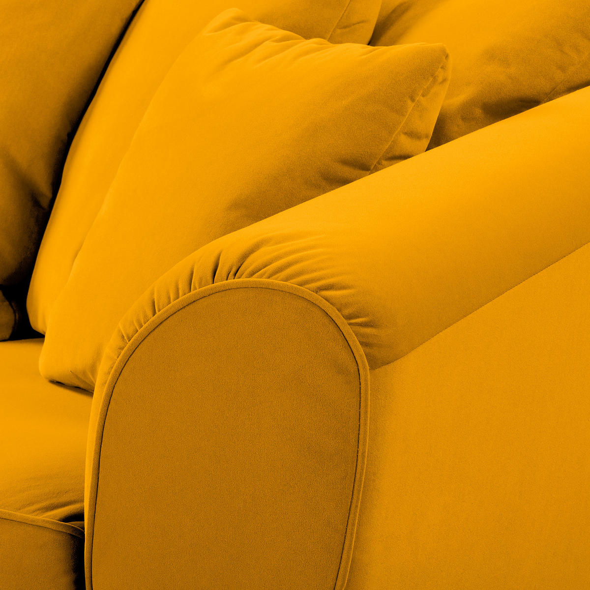 BIGSOFA - Gelb/Braun, Holz/Textil (250/80/125cm) - home24