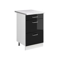DULAP DE BAZĂ DE BUCĂTĂRIE R-Line, Negru lucios ridicat/Alb, 50 cm стільниця Мармур - alb/negru cu luciu intens, compozit lemnos (50/81.6/60cm) - Vicco