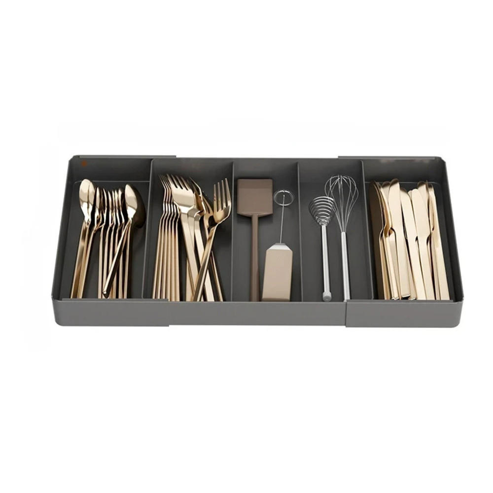BESTECKEINSATZ,LINKS-RECHTS ausziehbar & verstellbar,(27–51) × 27 cm,Schwarz - Schwarz, Kunststoff (27/4.3/27cm) - Authentics