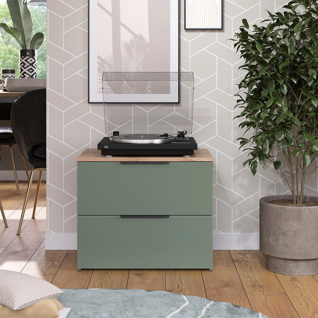 Thumbnail - Vicco Kommode, Grün, Sonoma Eiche, Holzwerkstoff, 2 Schubladen, Rechteckig, 60x50x40 cm, Wohnzimmer, Kommoden & Sideboar...