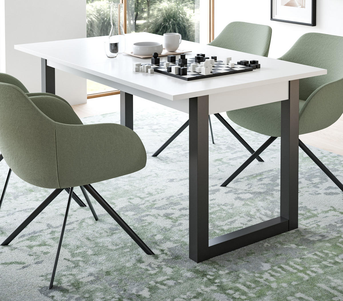 ESSTISCH weiß, grau 150 - 190 cm, Küchentisch ausziehbar - Dunkelgrau/Weiß, Holzwerkstoff/Metall (150/90/76cm) - Inn.Furn