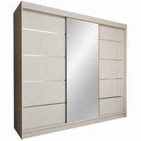 KLEIDERSCHRANK Malika 240 cm Weiß Spiegel 4 Schubladen Griffe silber - Weiß, Holzwerkstoff (240/216/61cm) - KS Home Concept