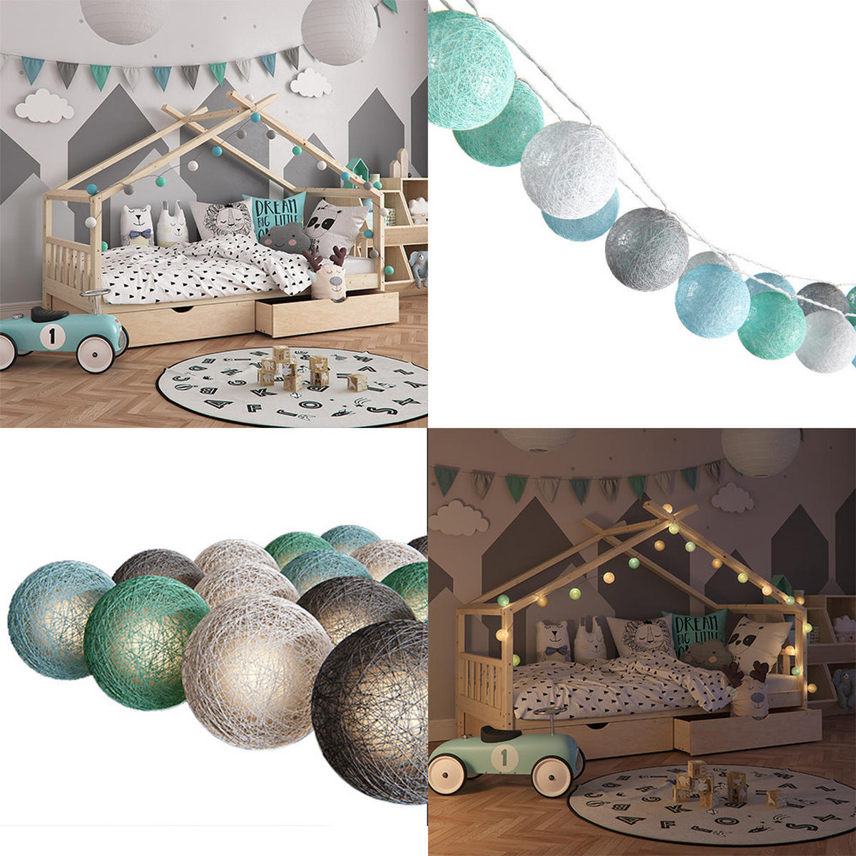 SVĚTÝLKA NA VÁNOČNÍ STROMEČEK Zelená - šedá/zelená barva, plast (310cm) - Vicco