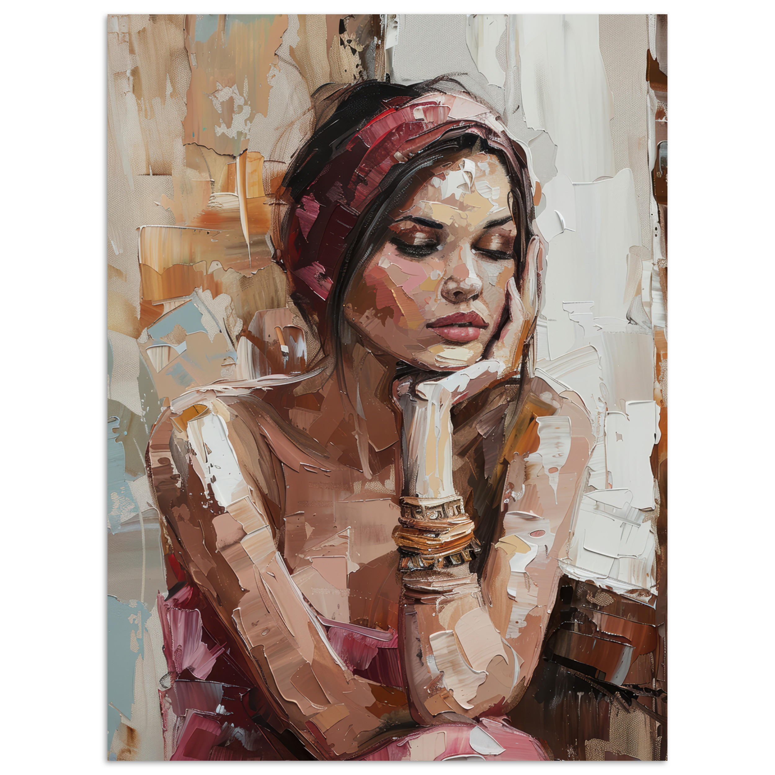 POSTER Frau - Lackierung - Porträt - Modern 30x40 cm - Altrosa, Papier (30/40/0.1cm) - MuchoWow