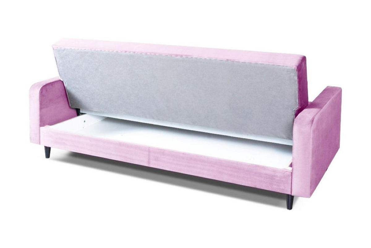SOFA Luna 213cm im skandinavisches Stil, mit Schlaffunktion und Bettkasten, rosa - Rosa, Kunststoff (213/92/94cm) - Margaret Hadas24