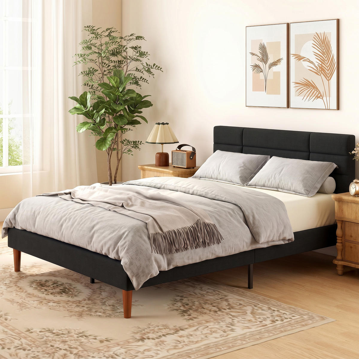 BETT Schwarz 207/141/86 cm - Schwarz, Holz - PANGIVO