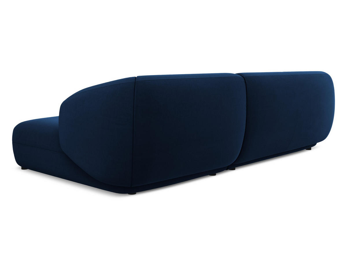 ECKSOFA Rechts Samt Stoff Blau - Blau/Schwarz, Kunststoff/Textil (280/156cm) - Makamii