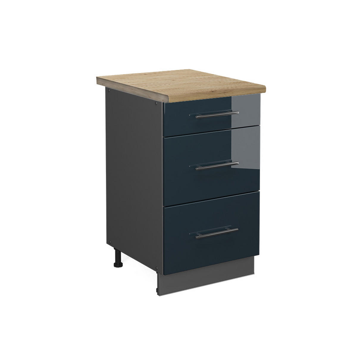 SCHUBLADENSCHRANK Fame-Line Dunkelblau Hochglanz 50 cm, AP Eiche - Anthrazit/Dunkelblau, Holzwerkstoff (50/82/60cm) - Vicco