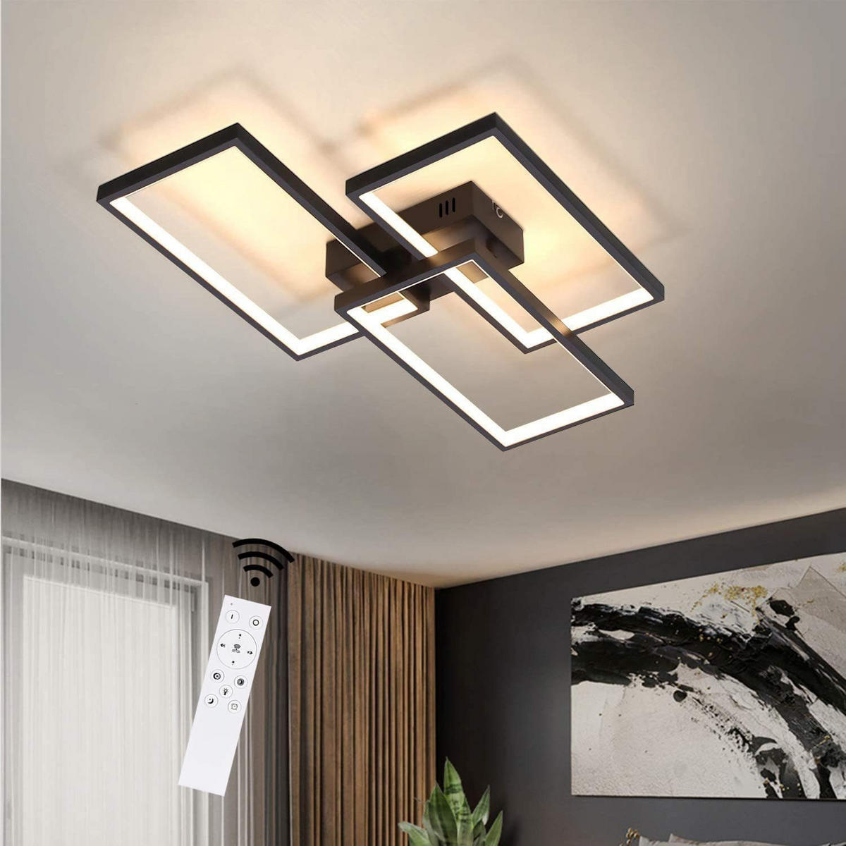 LED-DECKENLEUCHTE Irmgard 60/40/8.5 cm - Schwarz, Metall (40/60/8.5cm) - Nettlife
