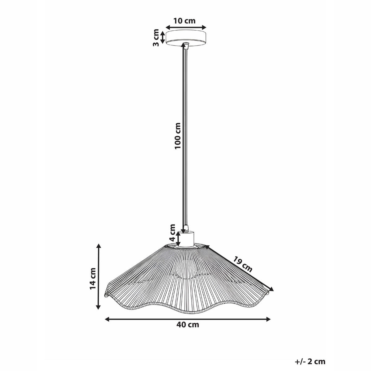 HÄNGELEUCHTE Naturfarben Migori - Schwarz/Naturfarben, Papier (40/40/120cm) - Beliani