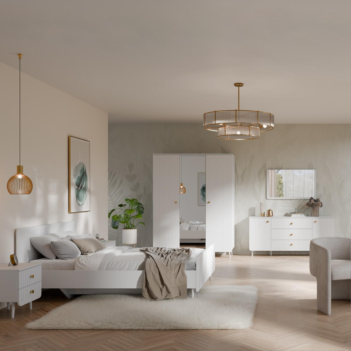 NACHTTISCH mit Schubladen auf Beinen Chloe 2S 50 Weiß (schwarzer oder goldener Griff) - Schwarz/Weiß, Holzwerkstoff/Kunststoff (47/50/40cm) - mzm24